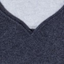 Pull col tunisien en cachemire - Henry 6397 rafale - 09 gris moyen