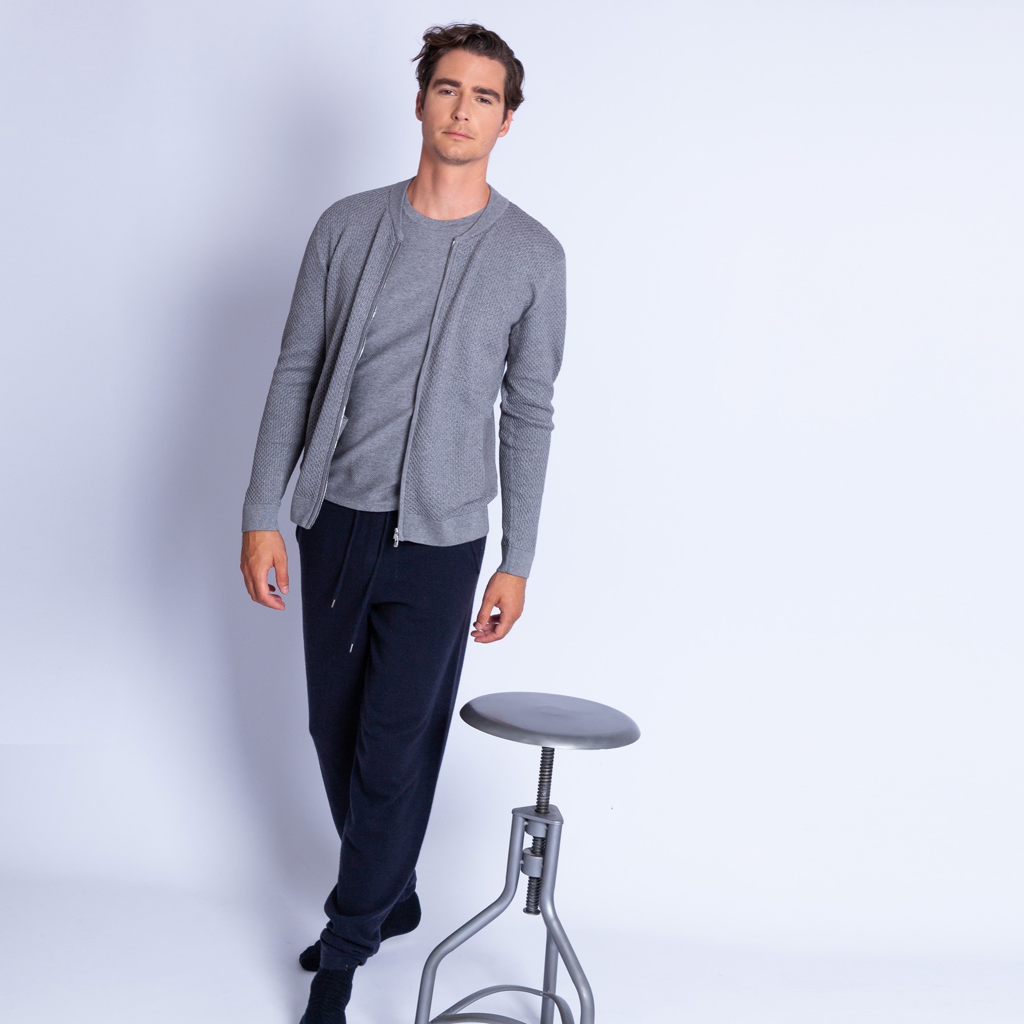 Cotton and cashmere zip-up cardigan - Hiro